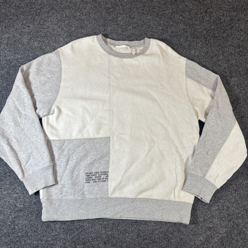 Helmut Lang Grey & Off-White Colorblock Crewneck Men's Medium